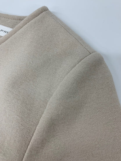 エムプルミエ A928-005 ワンピース 34 ベージュ Vネック ウール ベルト付き ITC84BRYQ0Z0