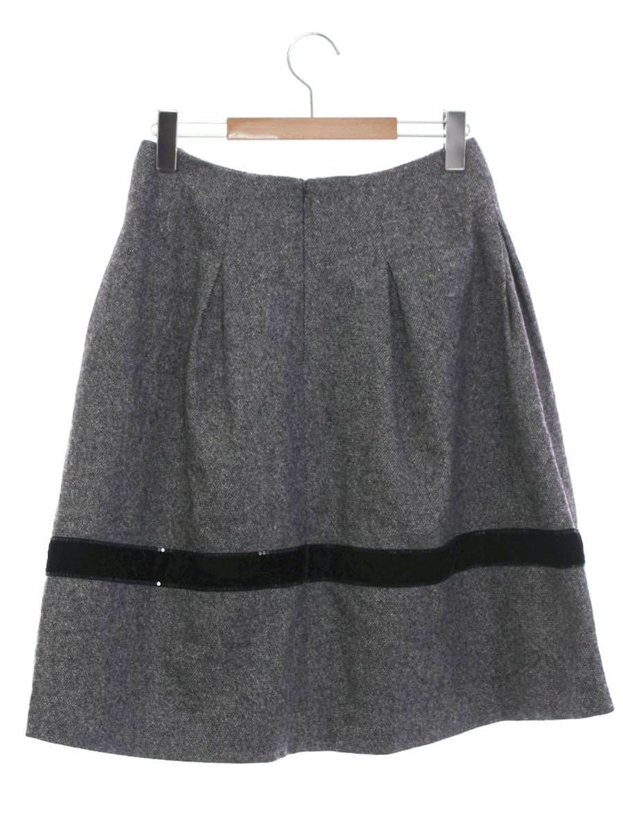 エムズグレイシー スカート 38 グレー ベロア スパンコール リボン IT3IKBRIPIIW