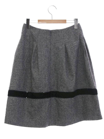 エムズグレイシー スカート 38 グレー ベロア スパンコール リボン IT3IKBRIPIIW