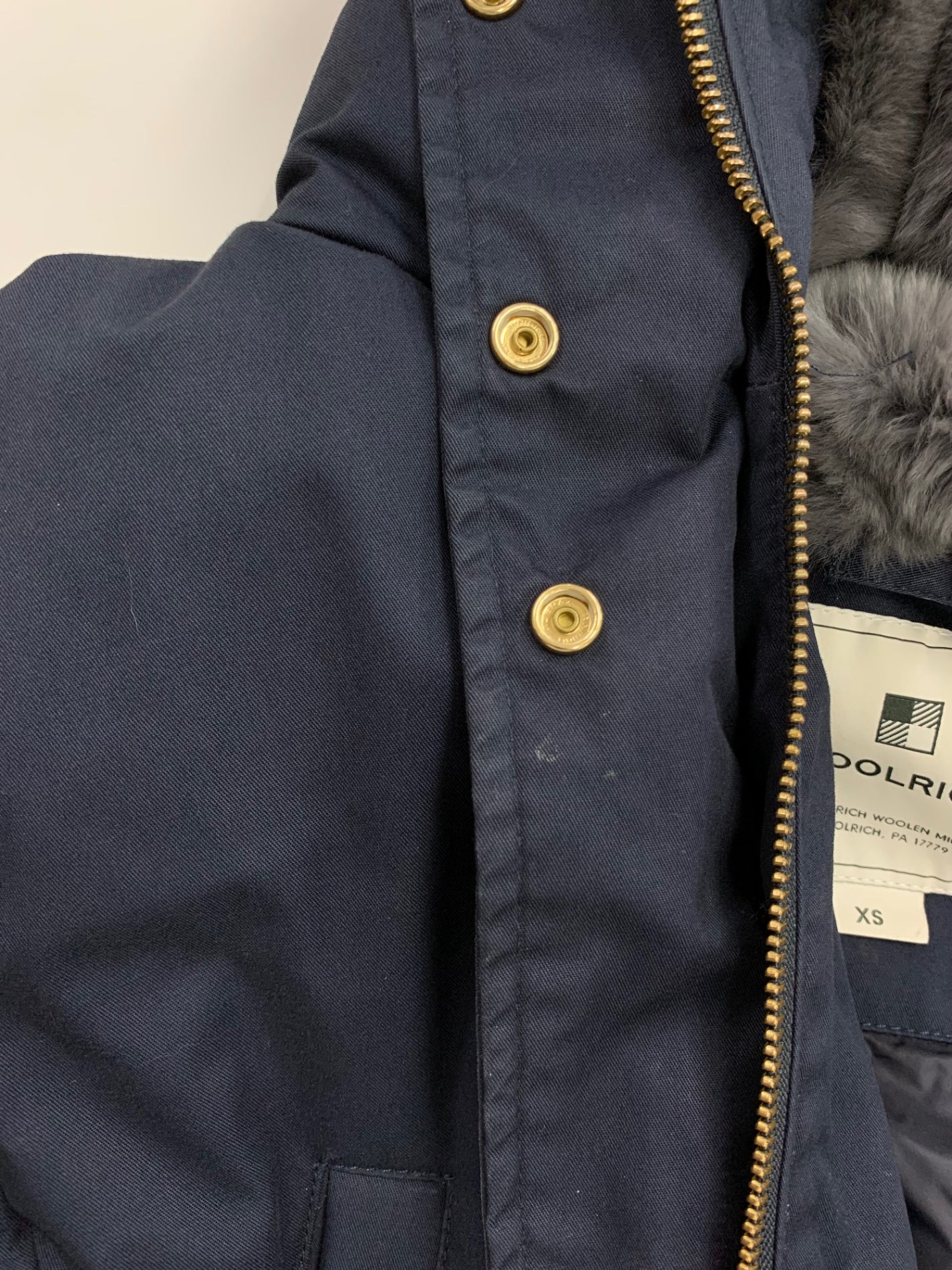 ウールリッチ COCOON PARKA WWCPS2869 ダウンコート XS ネイビー 中綿 ラビットファー ITH2WUFN1DEE