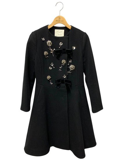 チェスティ 11W903 コート 1 ブラック ビジュー リボン IT2VA2HBO3DY