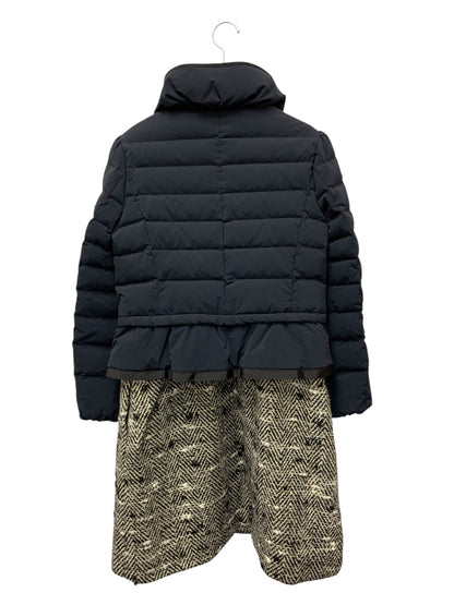 エムズグレイシー 729505 ダウンジャケット 38 ネイビー ペプラム Wカメリアジップ ウール ITTZKDVMC7VM