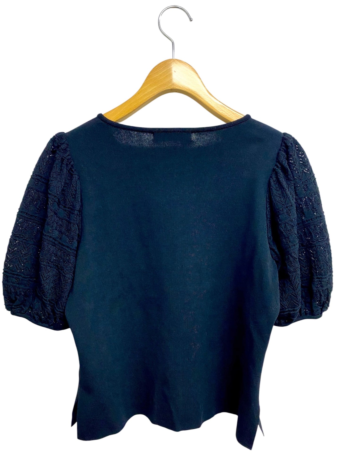 ルネ Lacy Puffy Knit 6322540 ニット カーディガン 38 ブラック IT4HBXF9QABU