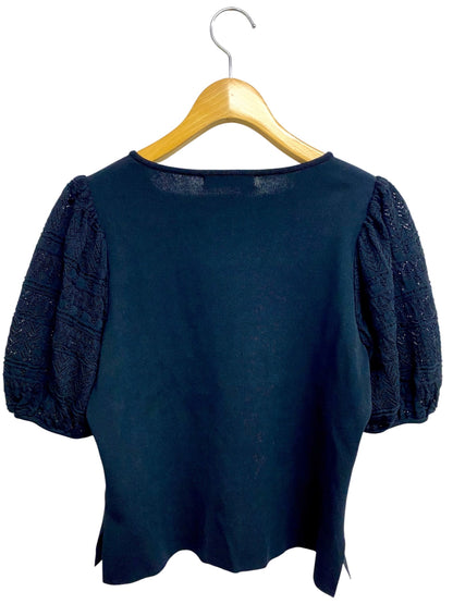 ルネ Lacy Puffy Knit 6322540 ニット カーディガン 38 ブラック IT4HBXF9QABU