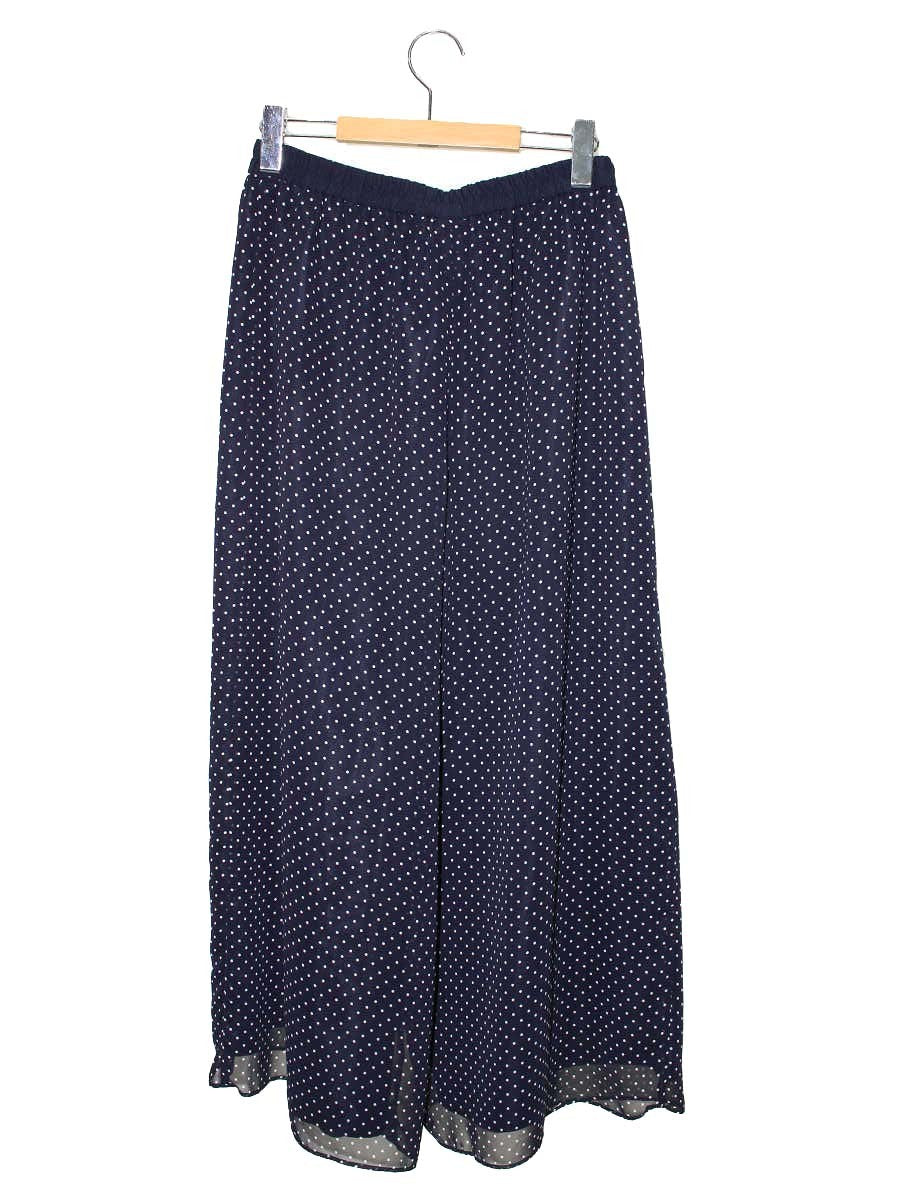エムズグレイシー 316313 パンツ 40 ネイビー ワイド ドット 水玉 ITBS68AQSK1A