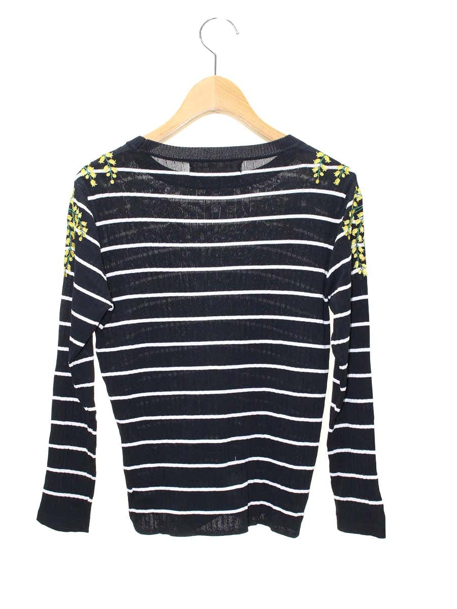 スーパービューティー ニット 42 ネイビー ボーダー リブ 刺繍 すずらん ITZFVP0H7BHS 【SALE】