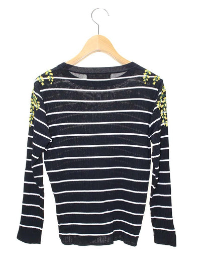 スーパービューティー ニット 42 ネイビー ボーダー リブ 刺繍 すずらん ITZFVP0H7BHS 【SALE】