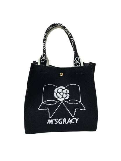 エムズグレイシー リボンコサージュ柄ニット 494523 トートバッグ ブラック ITT19FKBXFKG