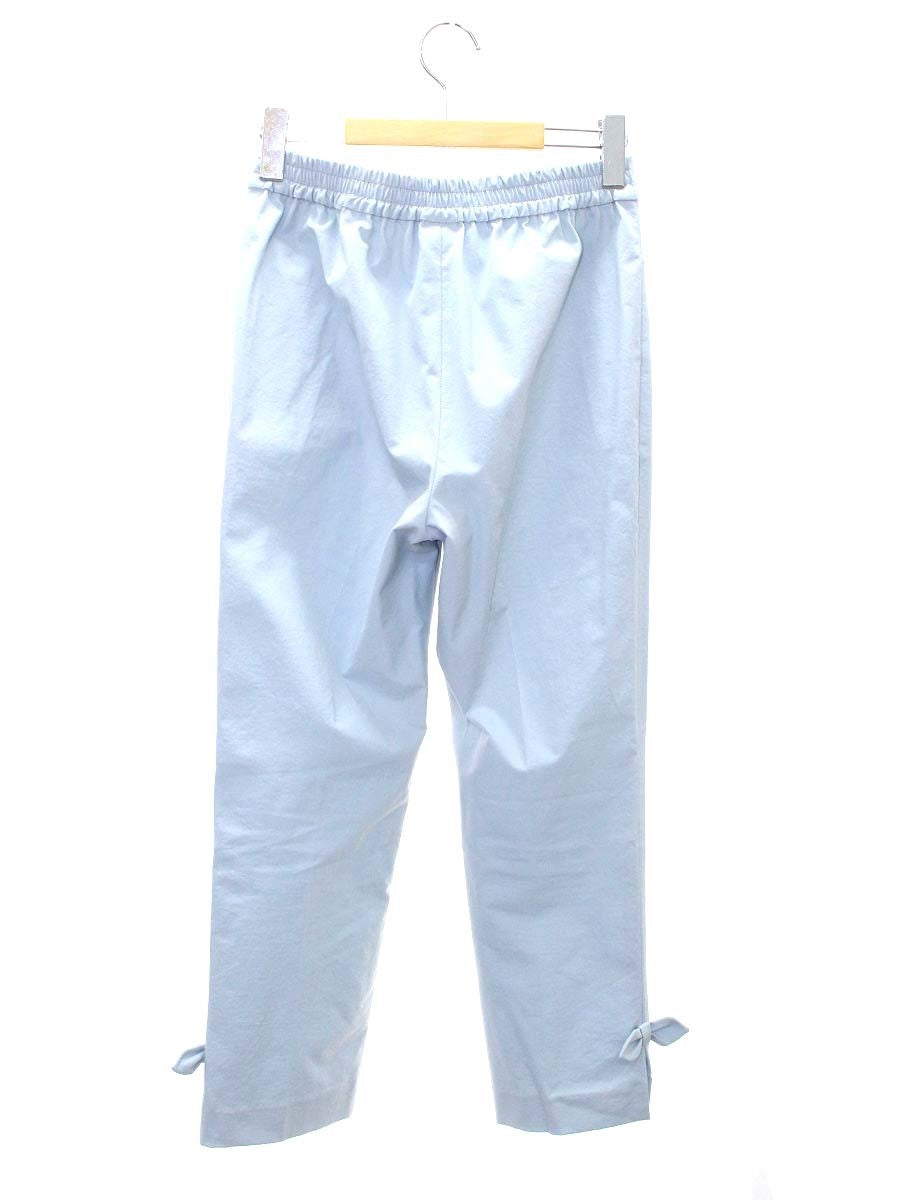 エムズグレイシー 116110 パンツ 36 ブルー リボン付きクロップドパンツ ITBHOXDW531C