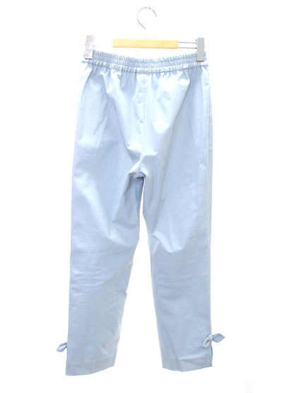 エムズグレイシー 116110 パンツ 36 ブルー リボン付きクロップドパンツ ITBHOXDW531C