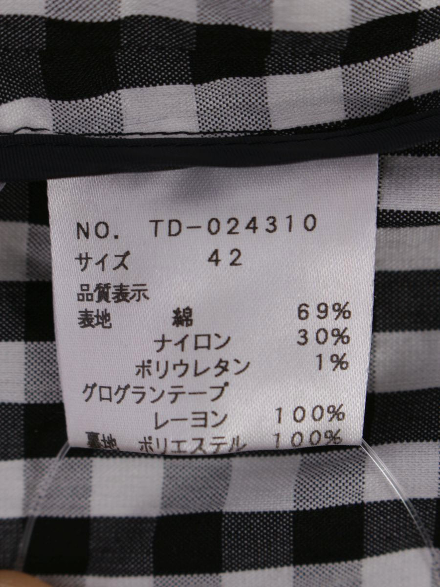 エムズグレイシー 024310 ブラウス 42 ブラック シャツ ギンガムチェック リボン IT1V5PT5H3K0