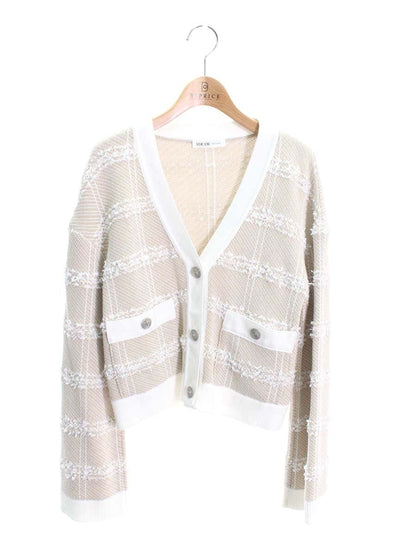 アディアム Cardigan 42724 カーディガン S ベージュ ニット ツイード チェック IT3T9CT0T5IC