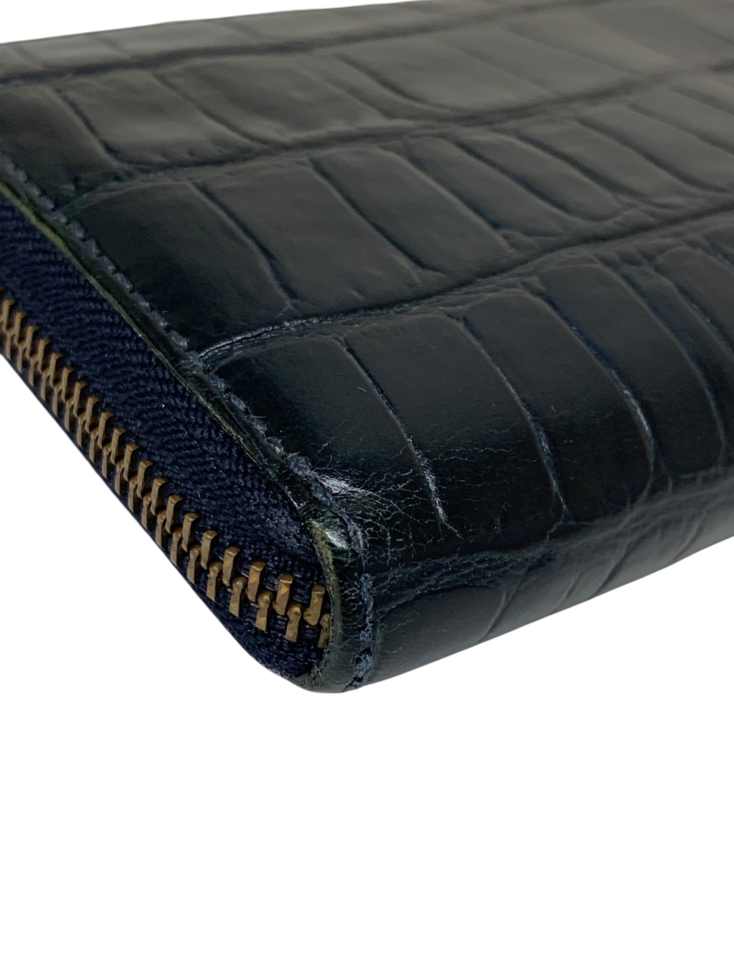 フェリージ 長財布 ブラック クロコ 型押し ジップ ITC6ZQ1QVCO0