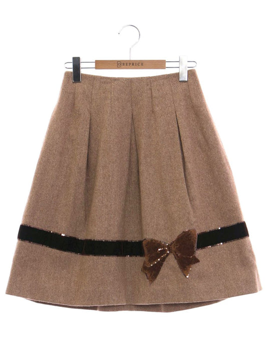 エムズグレイシー 917540 スカート 36 ブラウン ベロア リボン ITGRDFQVJYDC