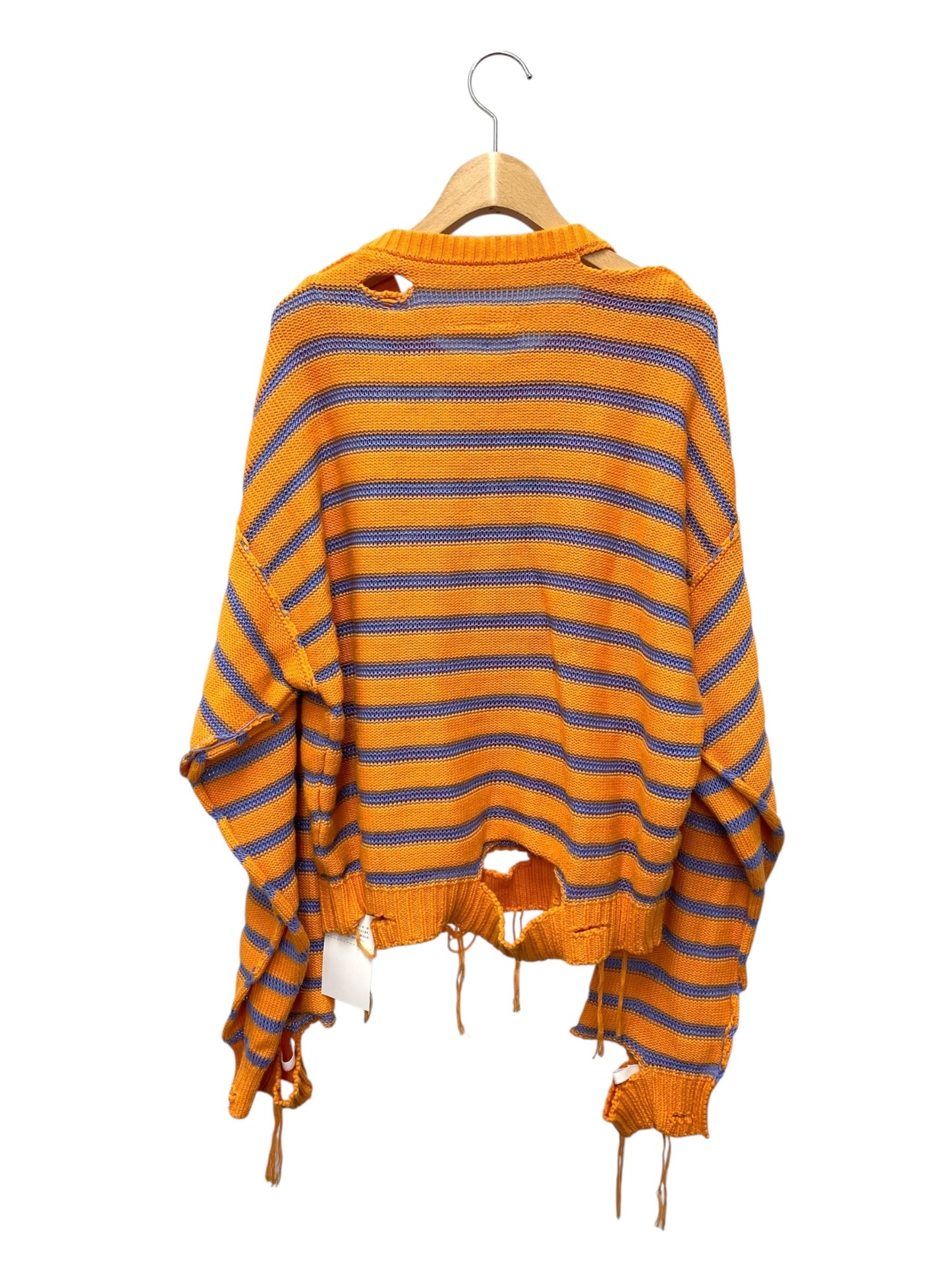 エムエム6メゾンマルジェラ Border sweater S52GP0141 S18192 ニットセーター S オレンジ ボーダー ダメージ加工 IT3W7PO1P1G2 【SALE】