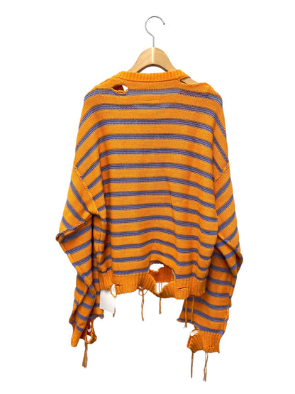 エムエム6メゾンマルジェラ Border sweater S52GP0141 S18192 ニットセーター S オレンジ ボーダー ダメージ加工 IT3W7PO1P1G2 【SALE】