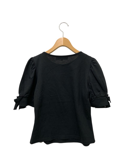 エムズグレイシー 515335 Tシャツ 38 ブラック フラワーモチーフ スパンコール IT96GQKBXSQY