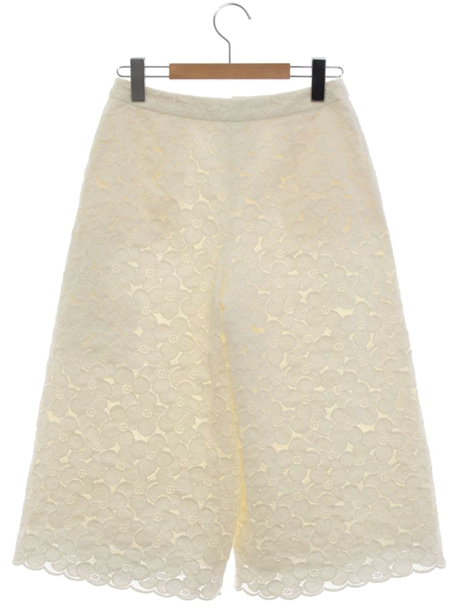 トゥービーシック W5R53-341-40 パンツ 38 ホワイト クロップド レース フラワーモチーフ IT1W41DJMFHG