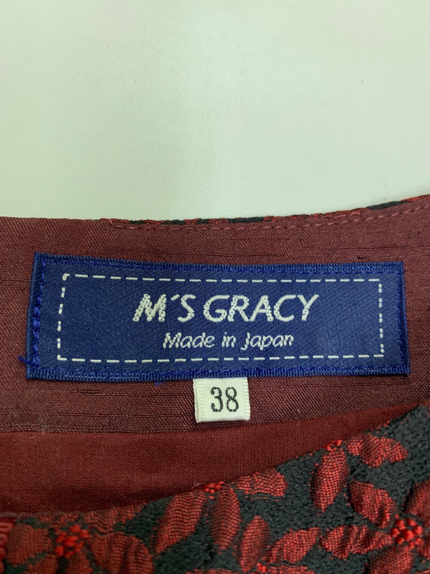 エムズグレイシー 511507 ワンピース 40 レッド 小花柄 ジャガード リボン IT5W1ZRHSIKS