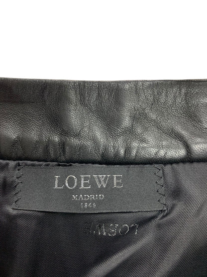 ロエベ 17108410000 スカート 34 ブラック ラムレザー プリーツ 蛇 ベルト IT1OVI59XA56 【SALE】