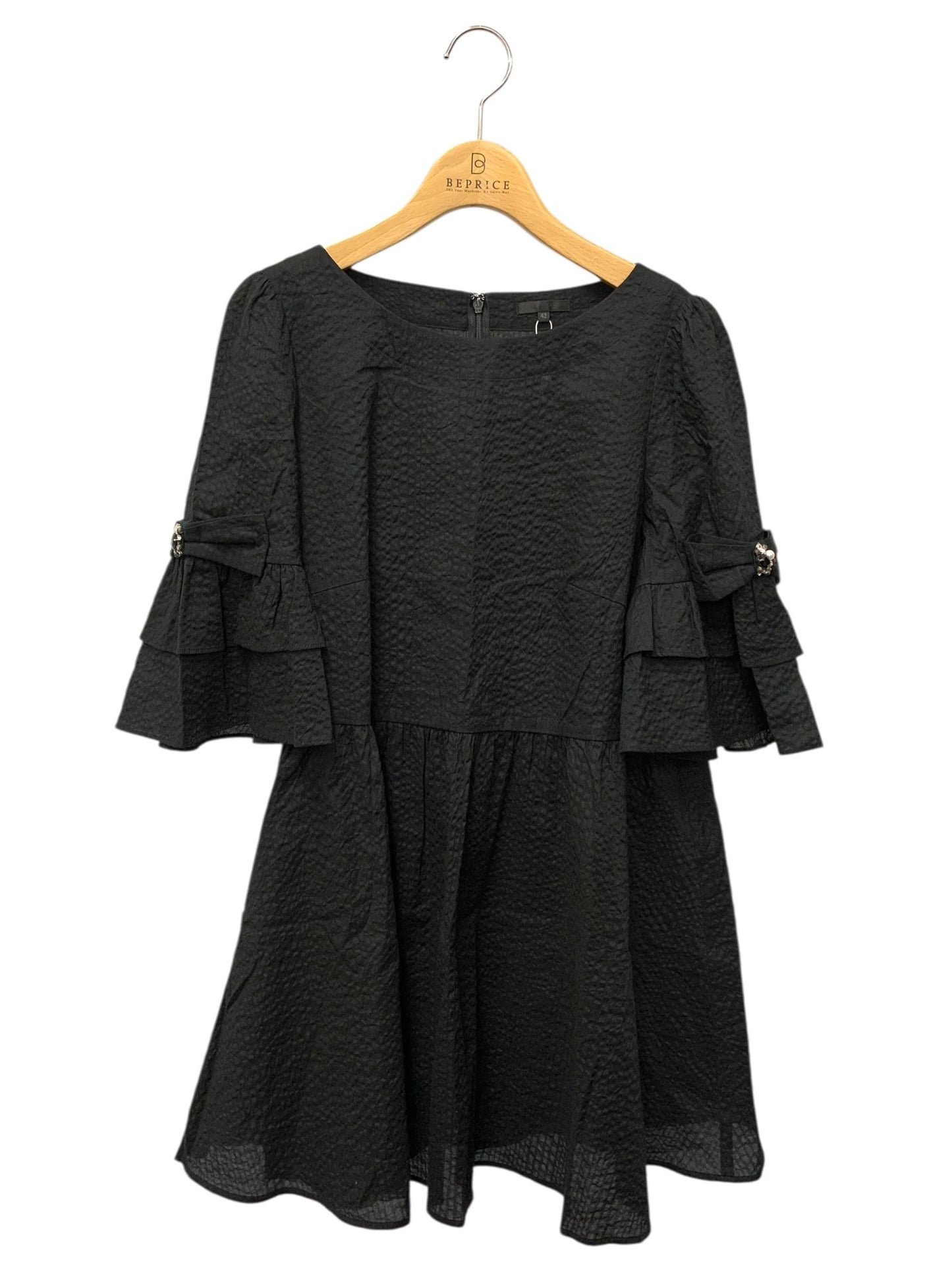 トゥービーシック ｗ５Ⅿ11 トップス 42 ブラック リボン ラインストーン ITD8T6WCYVZV