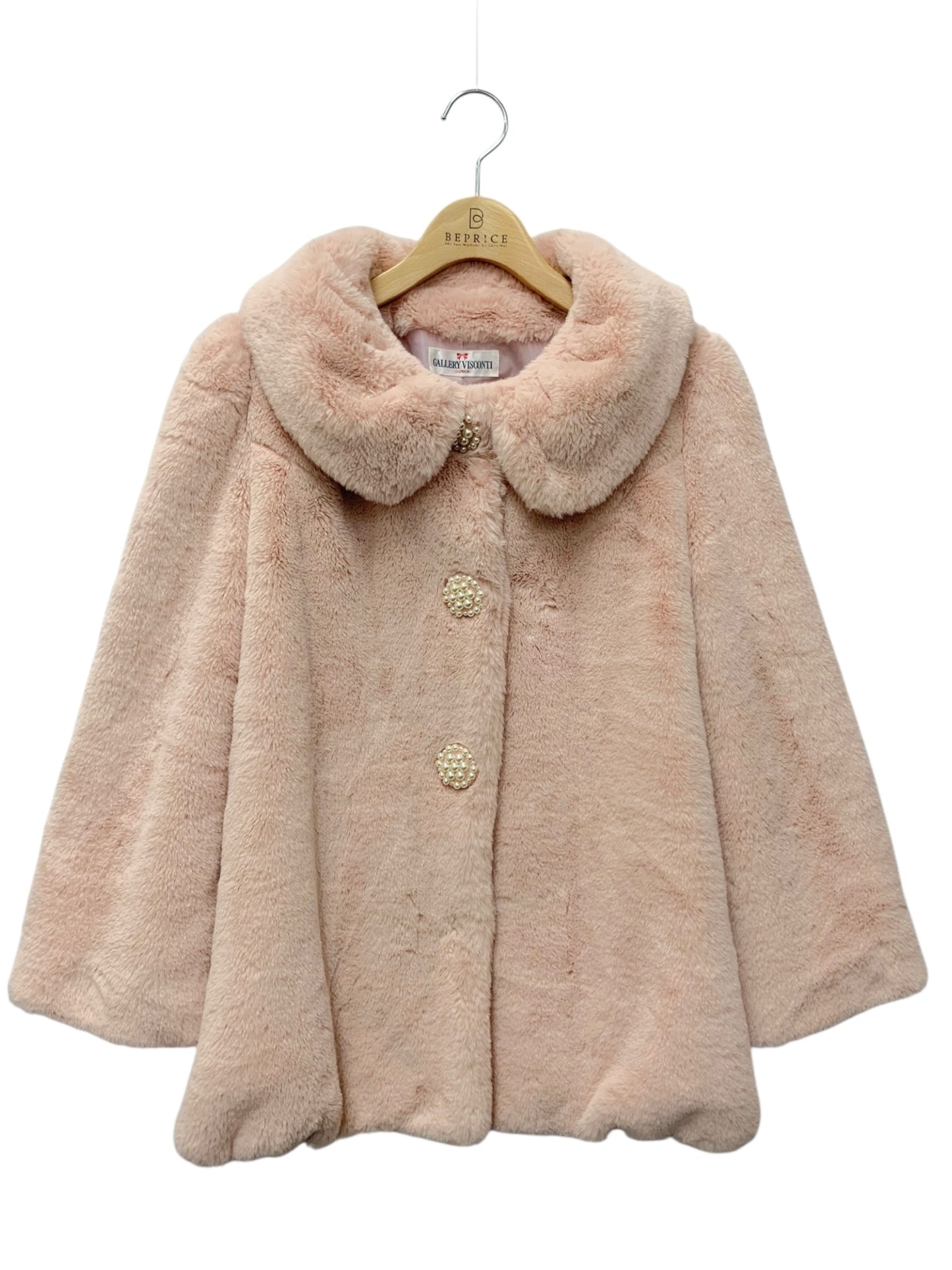 ギャラリービスコンティ 1383381 ショートコート 2 ピンク フェイクファー パールボタン ITWJBD4JWDH8
