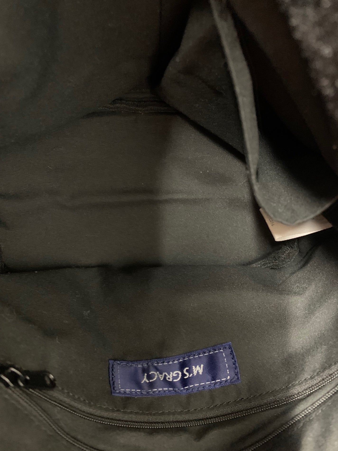 エムズグレイシー 394510 ハンドバッグ ブラック エコファー リボンハンドル ラインストーン ITTY7A7UZ2WM