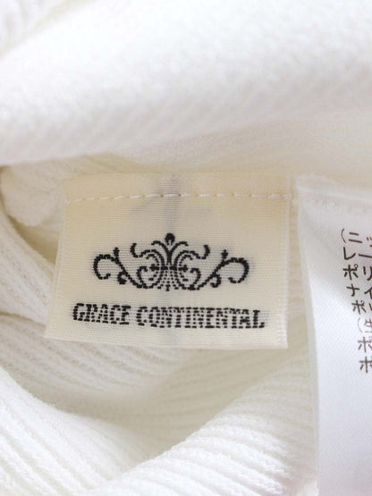 グレースコンチネンタル 刺繍パフスリーブニットトップ 01242 43023 36 ホワイト カットワークレース ‘24SS ITRVPQ1ZP2UP