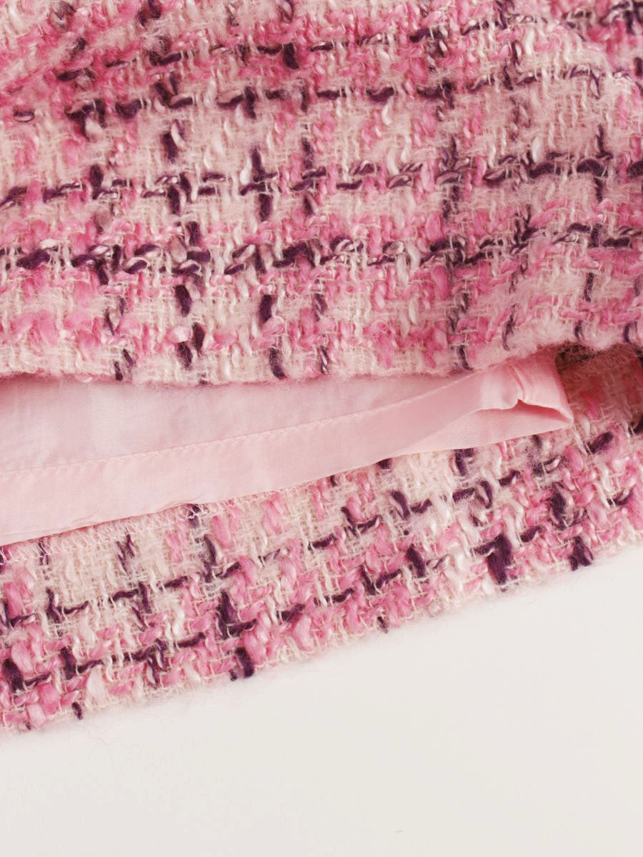 エムズグレイシー 527562 スカート 40 ピンク ウール ツイード ITBHSH28BSON
