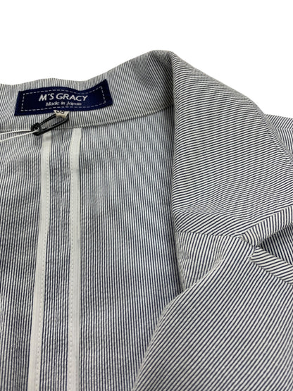 エムズグレイシー ストライプテーラードジャケット 514305 38 ブルー ITT6OVKXI4X6