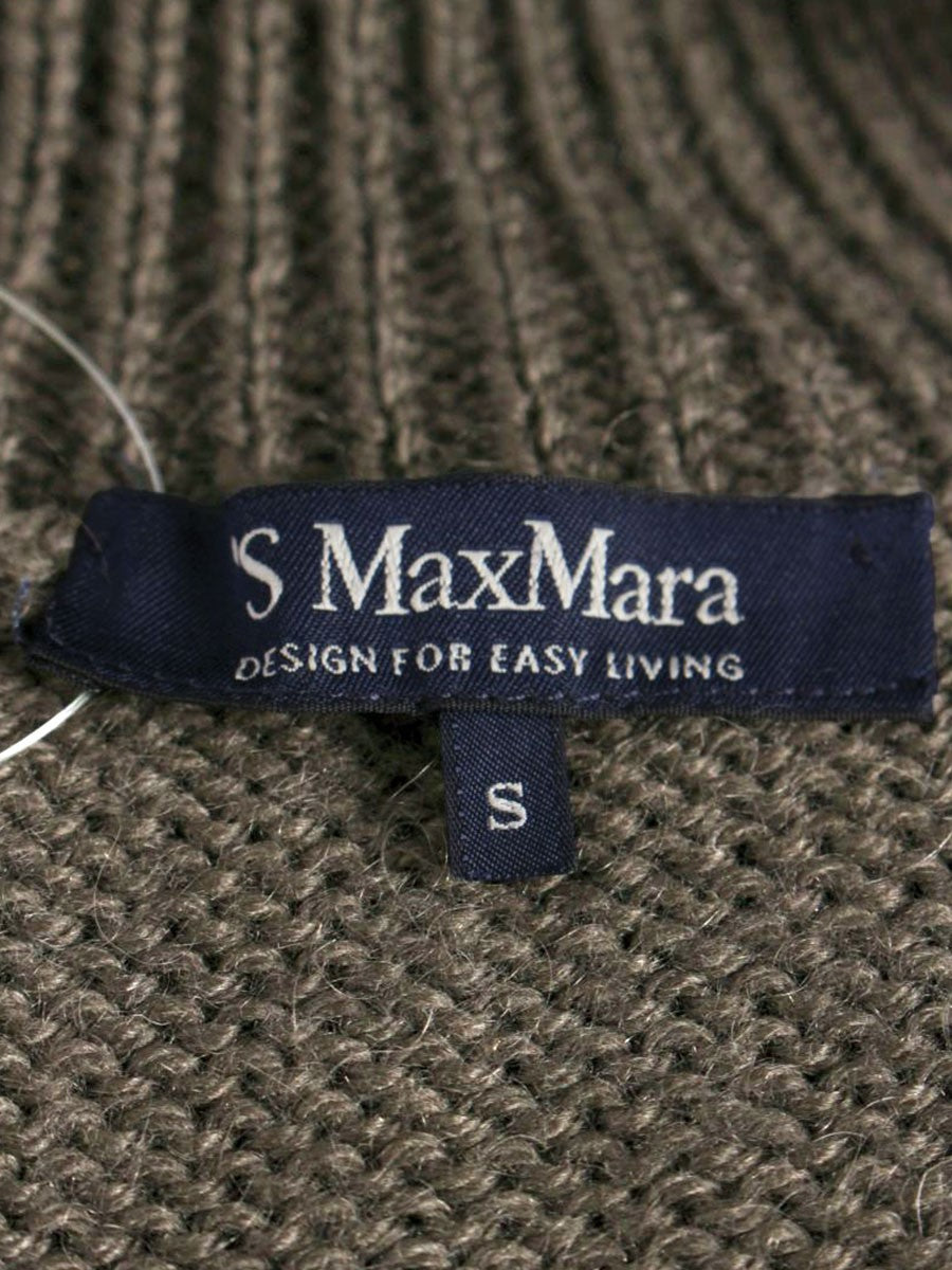 エスマックスマーラ ロングニットカーディガン S ブラウン ジップ 半袖 ITMJQHDNC5SU