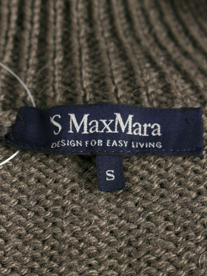 エスマックスマーラ ロングニットカーディガン S ブラウン ジップ 半袖 ITMJQHDNC5SU