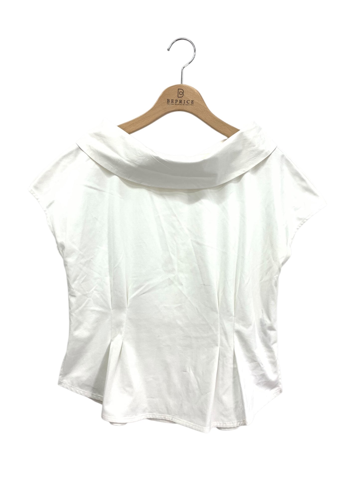 エムズグレイシー 015331 カットソー 38 ホワイト ロールカラー バックボタン ITW0SLD35DDV