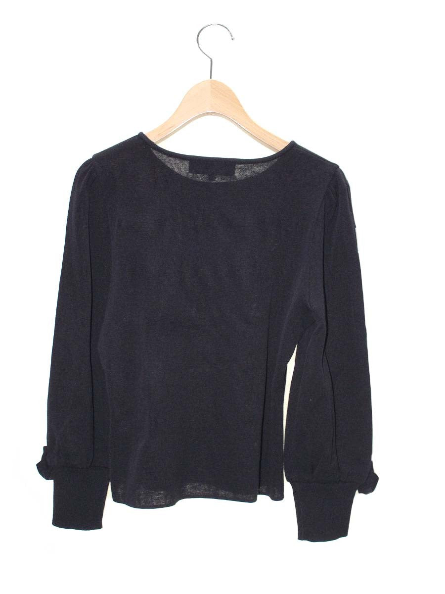 エムズグレイシー Sleeve Ribbon Knit 818516 ニット セーター 40 ブラック ストレッチ ITEP3PJ76GIG