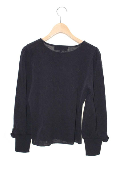 エムズグレイシー Sleeve Ribbon Knit 818516 ニット セーター 40 ブラック ストレッチ ITEP3PJ76GIG