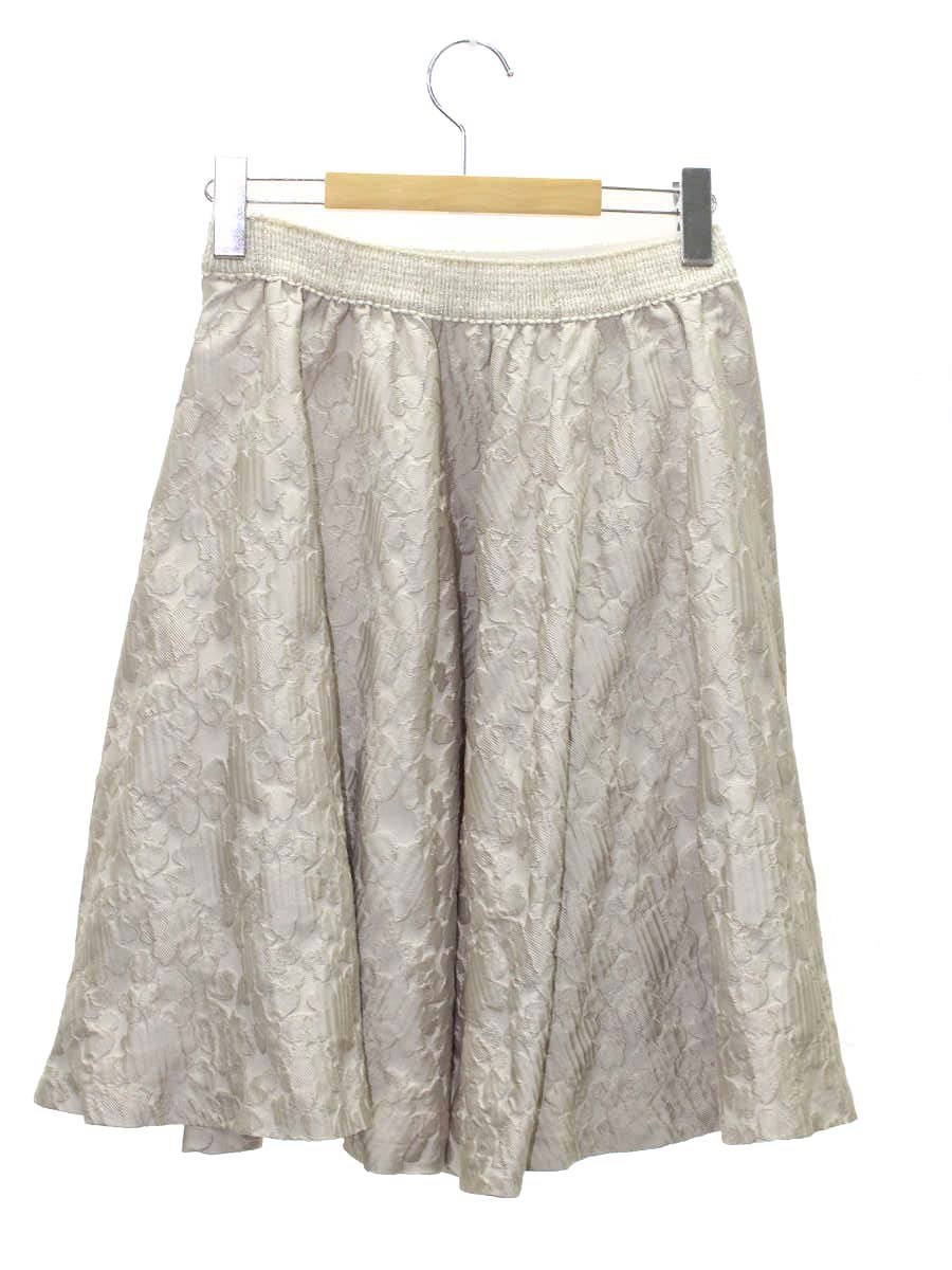 トゥービーシック W5S07-631-40 スカート 40 ベージュ エンボス フラワーモチーフ ラメ フレアー ITI8JMQF1C0C