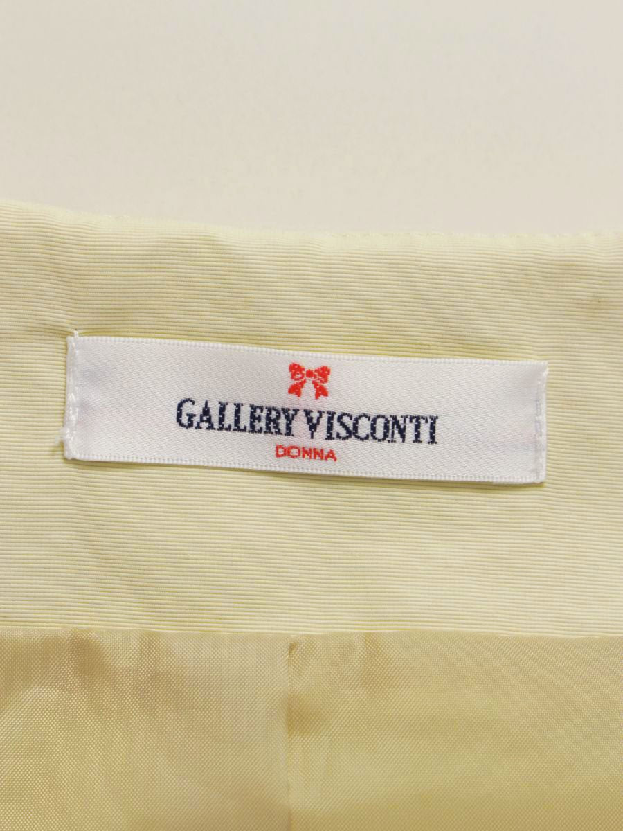 ギャラリービスコンティ 1133848 ノーカラージャケット 2 クリームイエロー フリル リボン ベルスリーブ ITDYSUJPSLPC