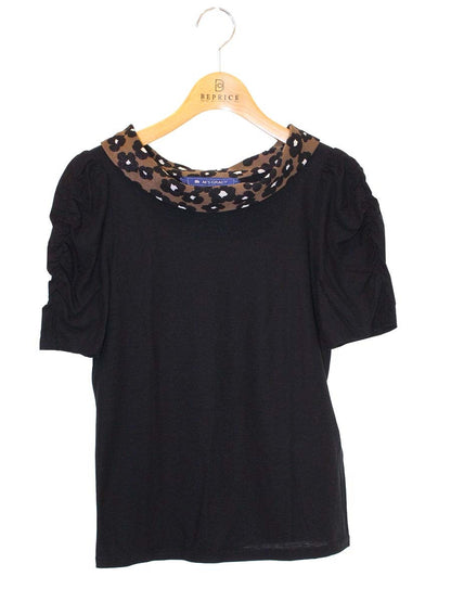 エムズグレイシー 425329 Tシャツ カットソー 38 ブラック フラワーモチーフ リボン IT6PTI2U66DK