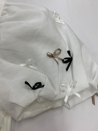 エムズグレイシー 415308 Tシャツ 38 ホワイト リボン IT5BKVSOF1S4