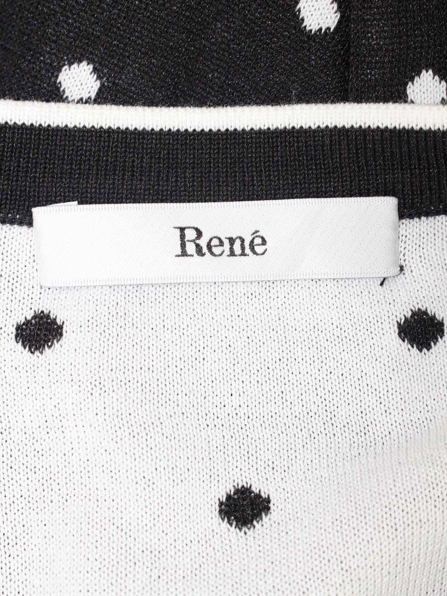 ルネ 6222470 カーディガン 38 ブラック ロゴ ドット ITDQY782PTVX