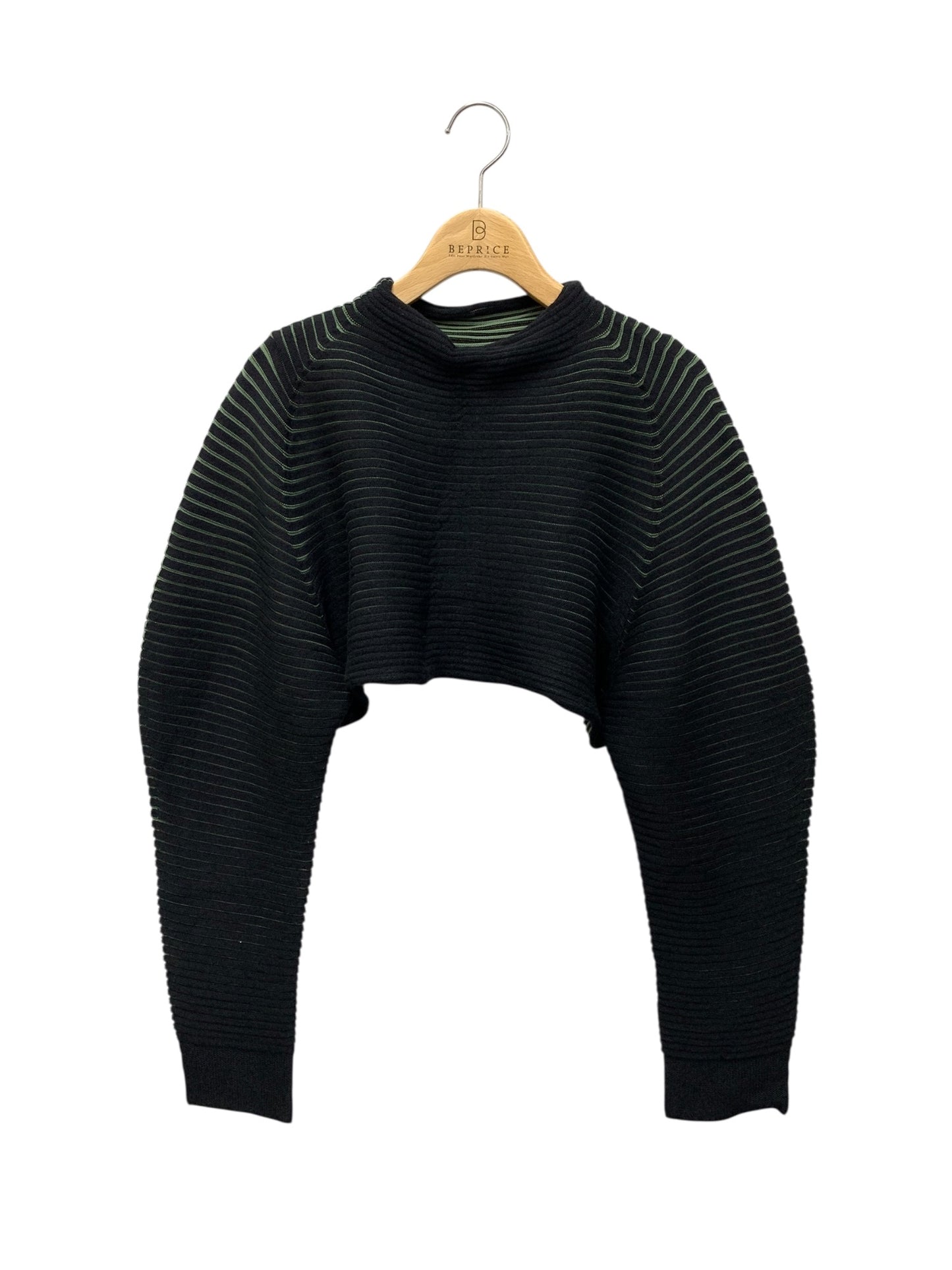 イッセイミヤケ IM43KKN258 ニット 2 ブラック ボトルネック クロップド ITPPG07GRSWM 【SALE】