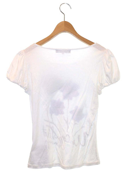 エムズグレイシー 025306 Tシャツ カットソー 38 ホワイト フラワーモチーフ バルーン袖 ITJWRLOSQRQO