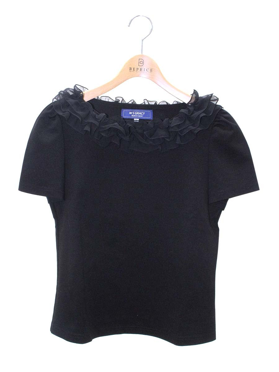 エムズグレイシー 015314 トップス 40 ブラック フリル ITWNXHCF3IUC