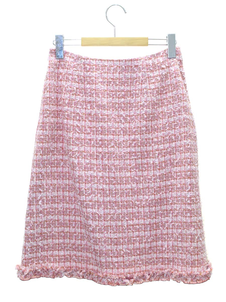 エムズグレイシー 317532 スカート 38 ピンク ツイード フリル ITPIEGN3E5P9