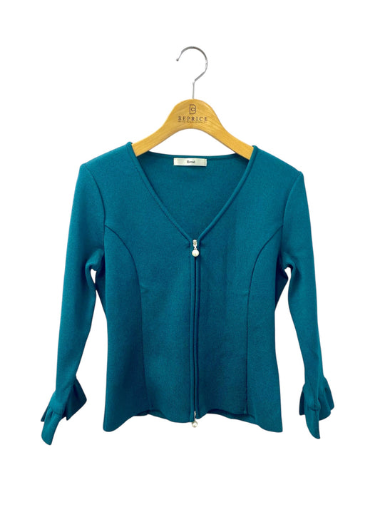 ルネ 6332290 カーディガン 36 グリーン パールジップ ダブルジップ IT5P8YEXZEJ9