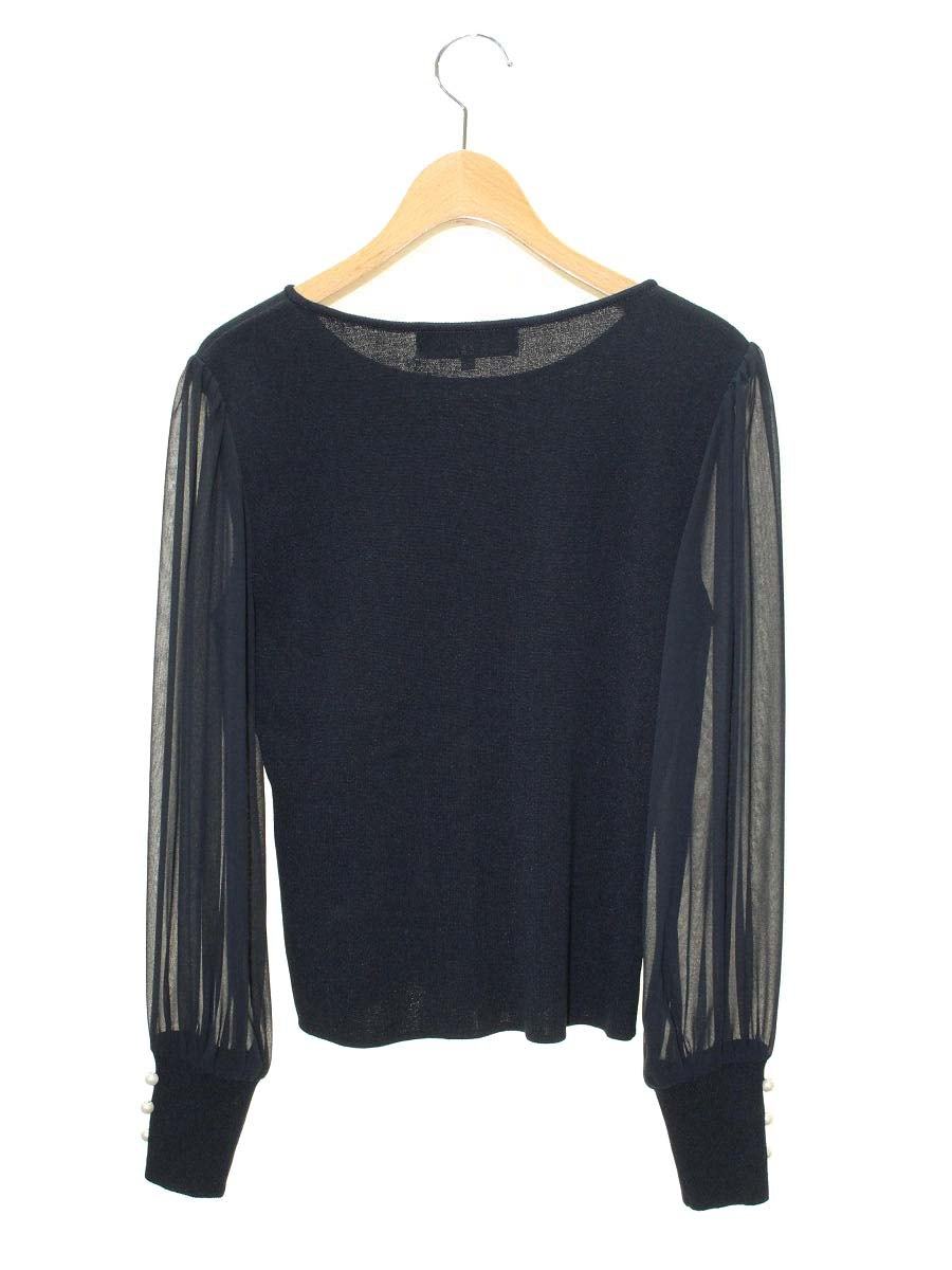 エムズグレイシー 018508 ニット セーター 38 ネイビー パフスリーブ シアー素材 ITMIN1AQKQUK