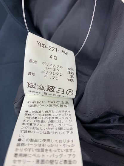 ヨーコチャン YCD-221-769 ワンピース 40 ネイビー フレアスリーブパールスリットラインドレス IT6JQ0P0QYK2