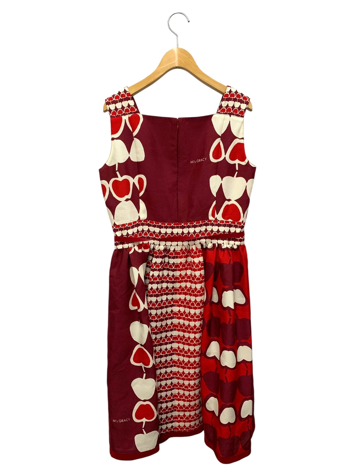 エムズグレイシー 011348 ワンピース 42 レッド リンゴモチーフ ITAEGSCBTW9S