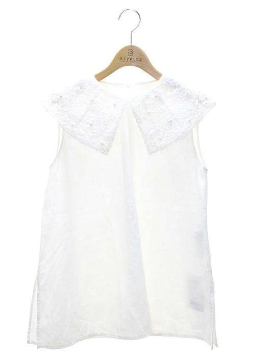 ルネ 6221350 ブラウス  34 ホワイト フェイクパール レース 麻 IT5QZF8K61YS