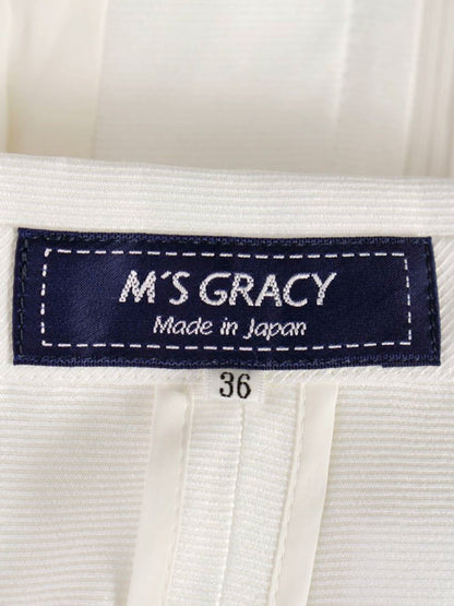 エムズグレイシー 724315 ジャケット 36 ホワイト カメリアジップ IT1XQON1LCF0